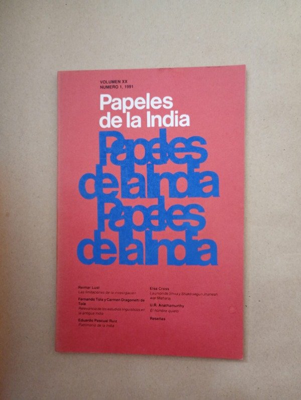 Producto - Papeles de la India Vol XX #1 - Lust Tola Dragonetti Cross - 1991