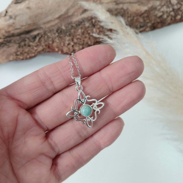 Producto - Collar dije Nudo de Bruja Amazonita