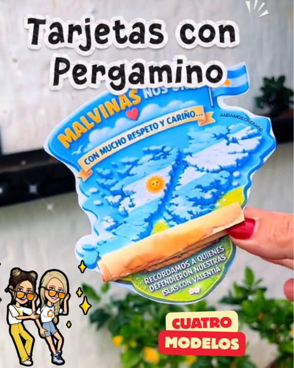 Producto - TARJETAS PERGAMINO. EDICIÓN MALVINAS