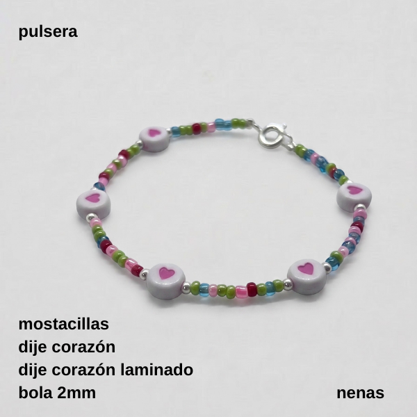 Producto - PUL #FP - Pulsera mostacilla y dije corazón (DÓLAR)