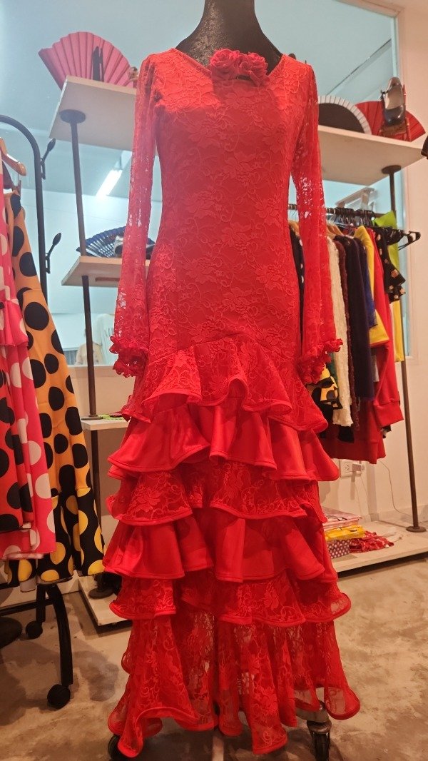 Producto - VESTIDO ENCAJE ROJO REINA