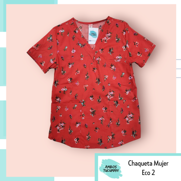 Producto - Chaqueta Eco Florcitas Fondo Rojo
