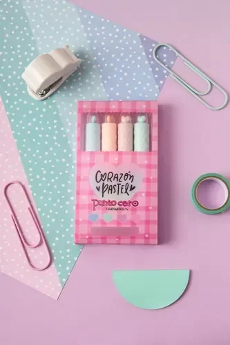 Producto - RESALTADOR PUNTO CERO CORAZON PSTEL x4u.