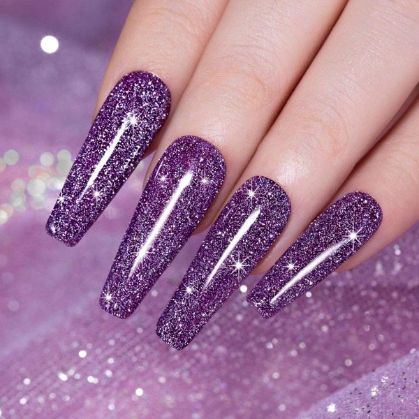 Producto - Uñas postizas glitter uva