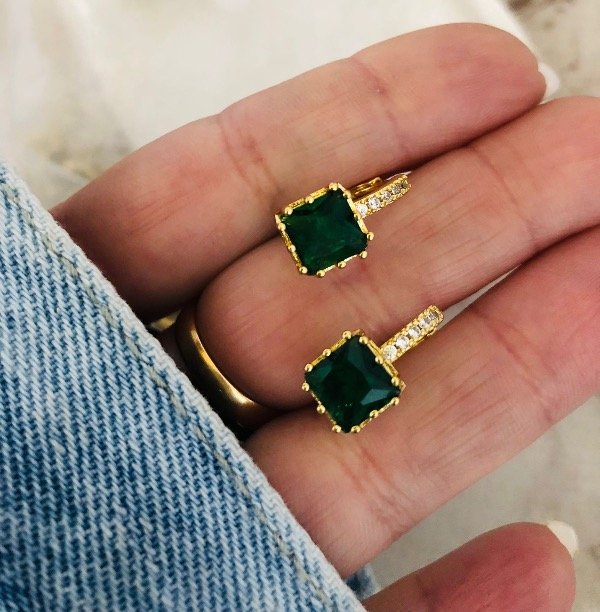 Producto - Lady Di Bañados en Oro 18k Cuadrados Verde Inglés