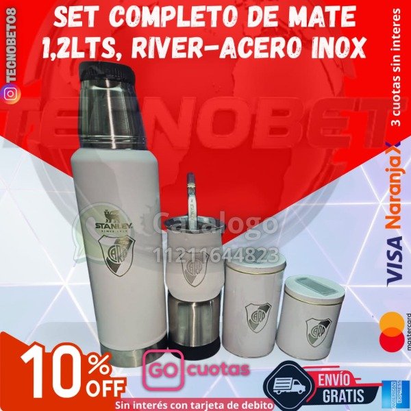 Producto - SET COMPLETO DE MATE 1,2LTS, RIVER-ACERO INOX