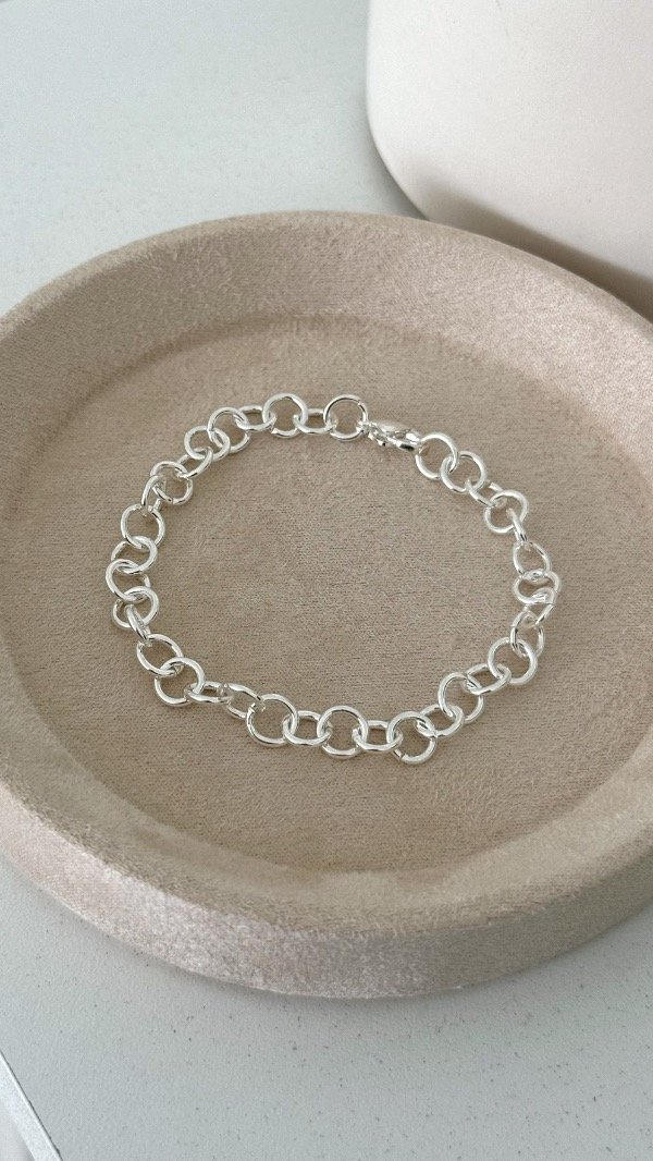 Producto - Pulsera argollas median ACERO BLANCO