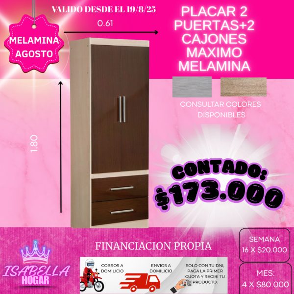 Producto - PLACAR 2 PUERTAS+2 CAJONES MAXIMO MELAMINA