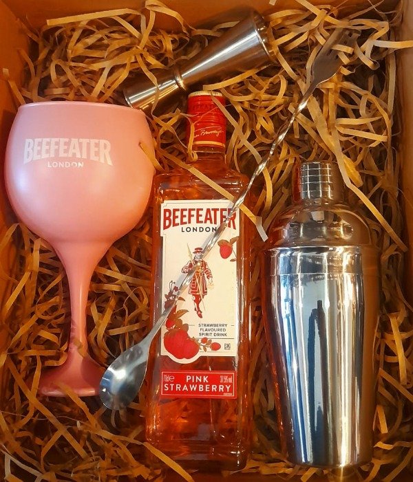 Producto - Beefeater Strawberry Box Regalo Jigger Cuchara Coctelera