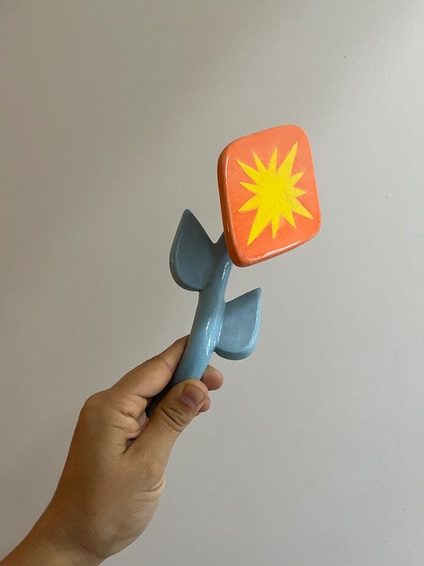 Producto - Flor celeste y naranja