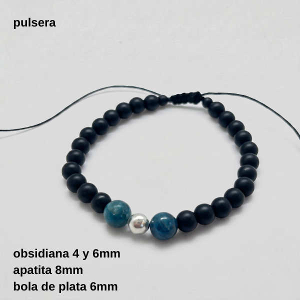 Producto - PULS.HOMB.FP - Pulsera regulable obsidiana 6mm y apalita (DÓLAR)