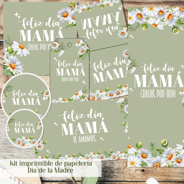 Producto - Kit Imprimible Dia de la Madre: Margaritas