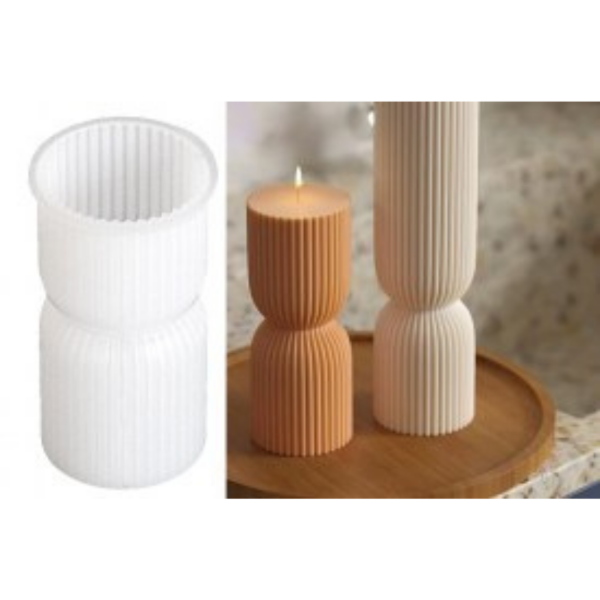 Producto - MOLDE SILICONA VELA SIMIL RELOJ DE ARENA RAYADO CHICO BM3661