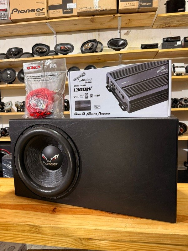 Producto - COMBO SUB 15" BOMBER 800RMS + POTE 1300.1 AP + CABLES + CAJON MDF DUCTADO