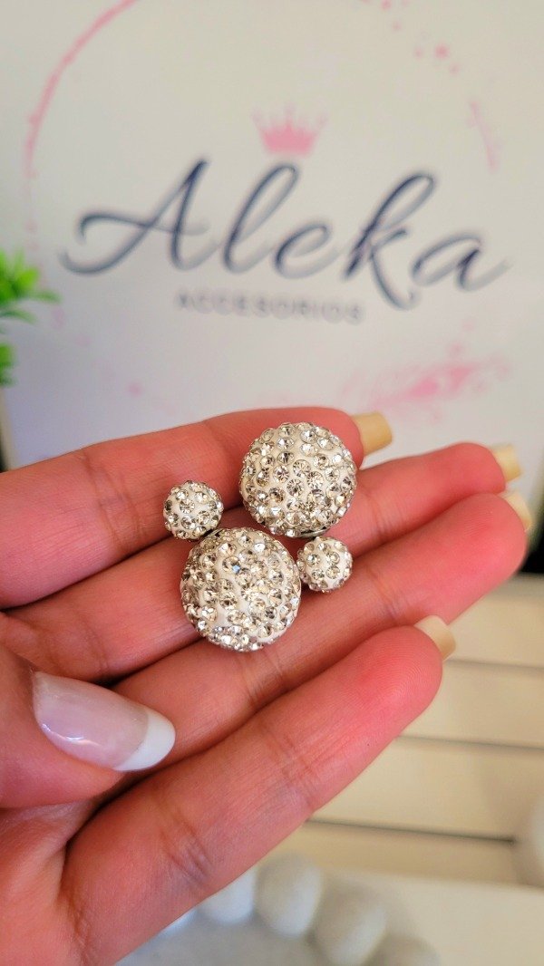 Producto - Aros doble bola de fuego blanco de acero quirúrgico - 0