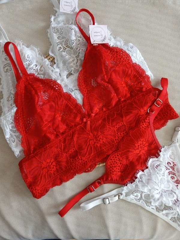 Producto - Bralett encaje x2 rojo/blanco T.90