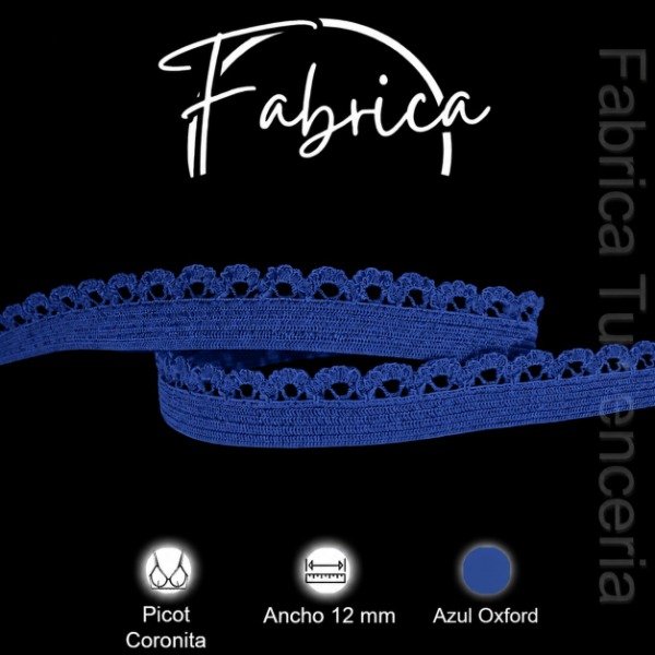 Producto - Picot Coronita Azul Oxford 12mm (1 metro)