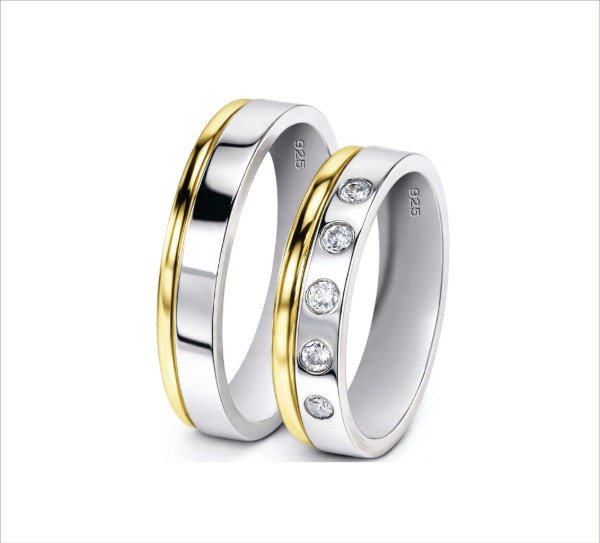 Producto - Alianza Plata y Oro con Circones (Cod: A-226)