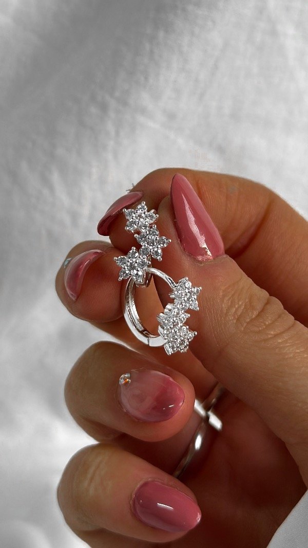 Producto - Argollitas Flowers (acero blanco)