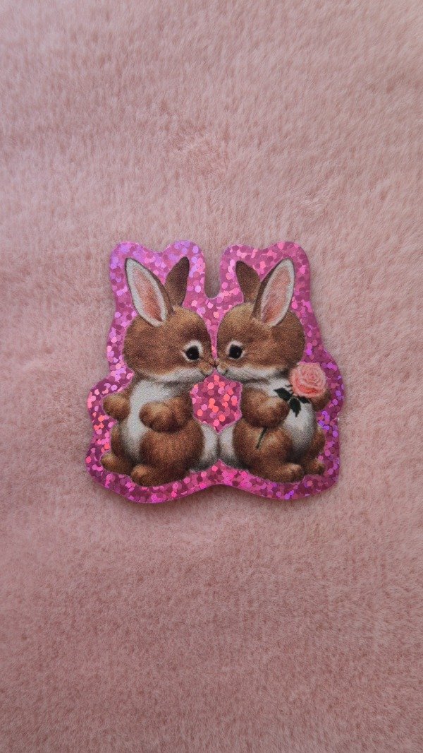 Producto - Sticker Conejitos San Valentín Rosa