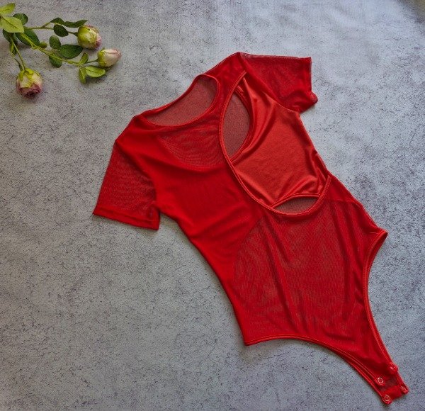 Producto - Body rojo microtul y microfibra- talle único