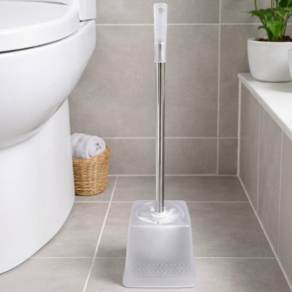 Producto - ESCOBILLA DE BAÑO CUADRADA BASE CALADA TRANSLUCIDA 50 CM