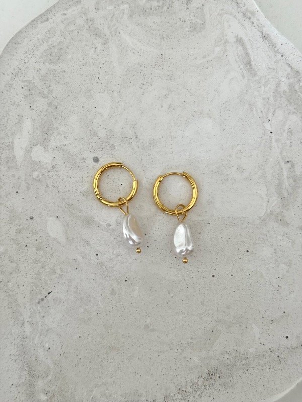Producto - Argollas doradas perla - 1