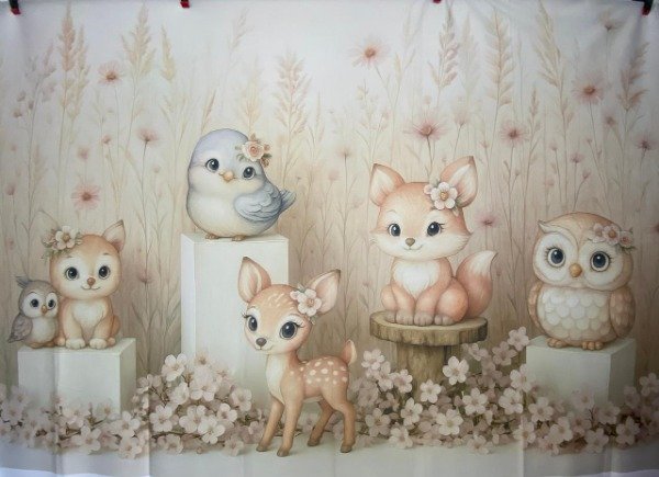 Producto - FONDO ANIMALITOS NORDICOS DEL BOSQUE CON FALLA 220X150 ANI08