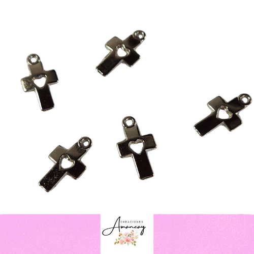 Producto - DIJES CRUCES CON CORAZÓN CALADO X 5 UNIDADES