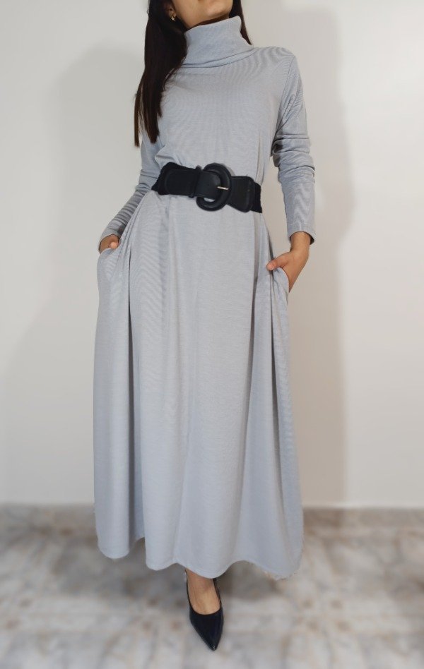 Producto - Vestido poleron (gris perla)