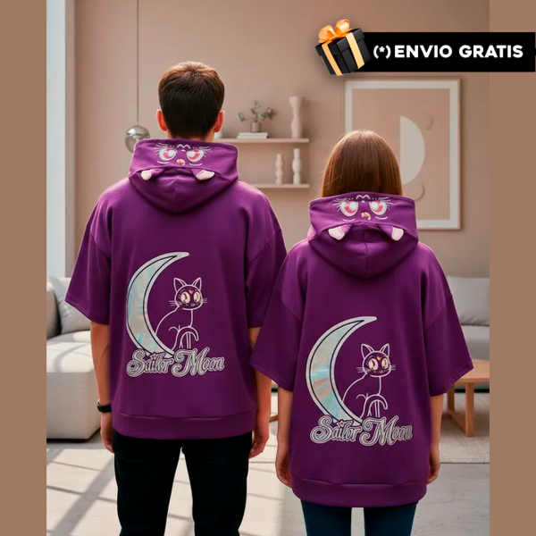 Producto - Remera Luna Sailor Moon Violeta Orejas de Gato Algodón Unisex Moda Kawaii