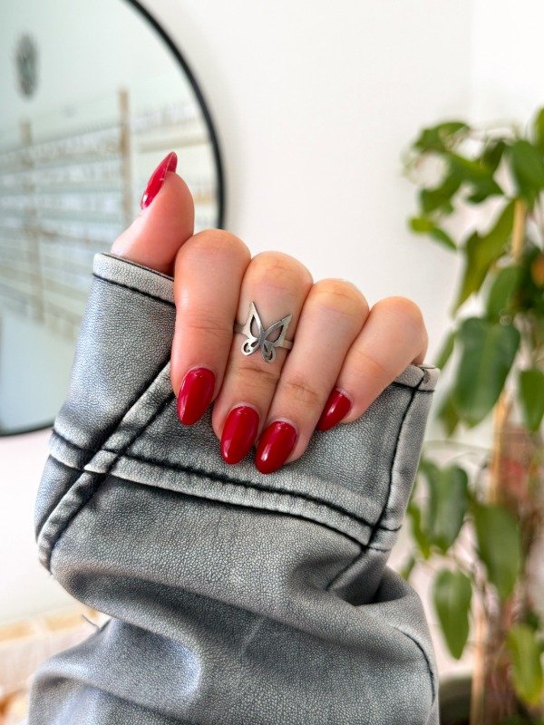 Producto - Anillo acero quirúrgico mariposa alargada talle 8