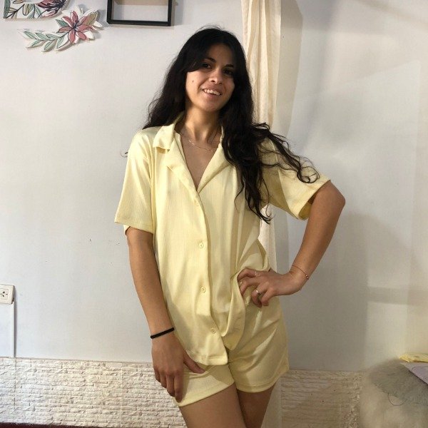 Pijama camisero vainilla