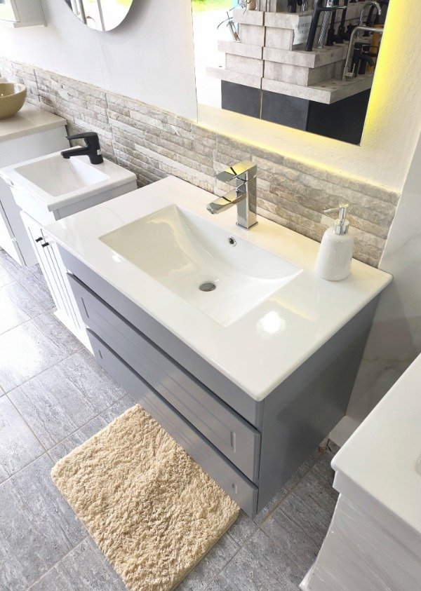 Producto - Vanitory de 80cm colgante gris - 2