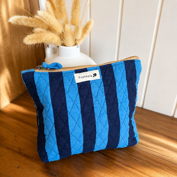 Producto - Neceser Plano Grande Rayas Azul