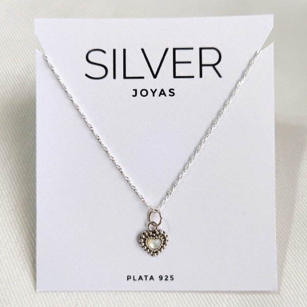 Producto - Cadena + dije corazón bali blanco P