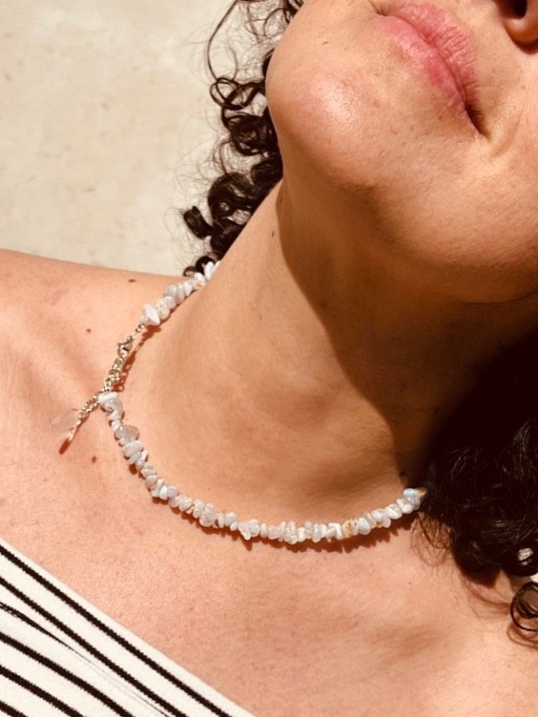 Producto - Gargantilla Amuleto Ágata de Encaje Azul Comunicación clara y calma emocional. - 2