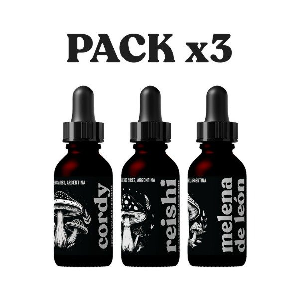 Producto - Pack x3 Doble Extracto 30ml Cordyceps Reishi Melena Leon