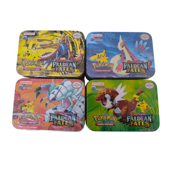 Producto - Lata Grande Cartas Pokemon Tcg Escarlata Y Púrpura Paldean Fates