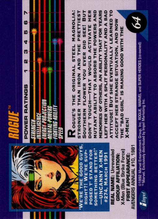 Producto - 1992 Impel Marvel Universe #64 - Rogue - 1