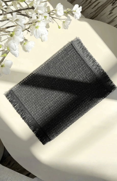 Producto - Individual rectangular fibras naturales negro- SETx2 - 2