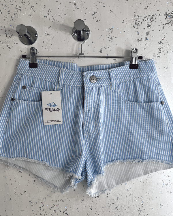Producto - Short Tiro Medio Rayas Celeste