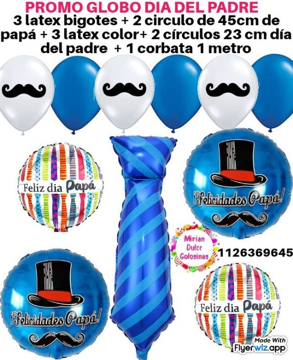 Producto - Promo globo día del padre bigote galera corbata