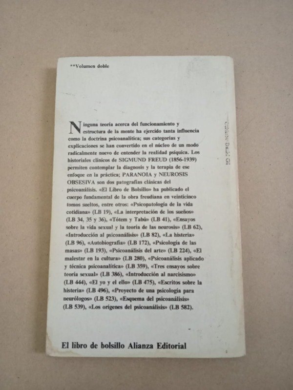 Producto - Paranoia y neurosis obsesiva - Sigmund Freud - Alianza 1981 - 1