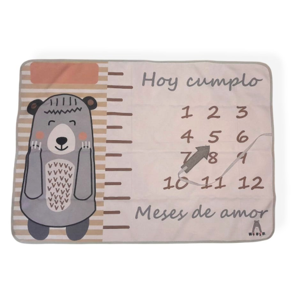 Producto - Manta cumple mes gris