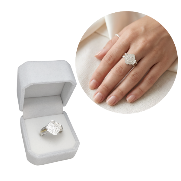 Producto - Anillo San Benito Plata 925 y Oro Redondo - 0