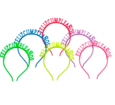 Producto - Vincha feliz cumpleaños plastica (consultar colores en stock antes de comprar)
