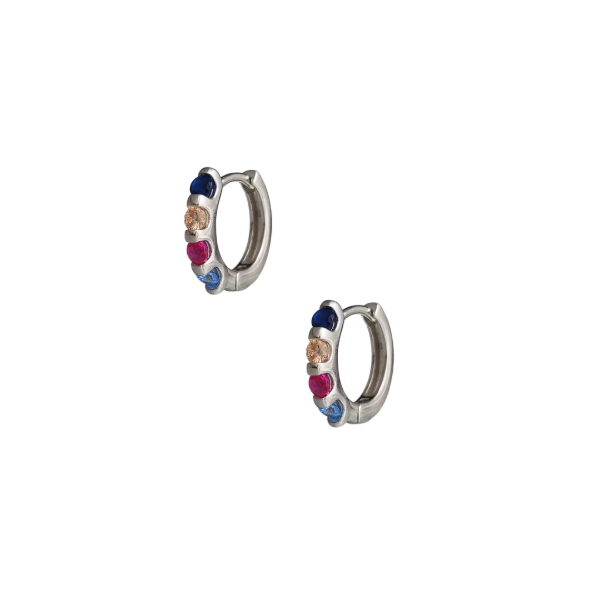 Producto - Aros Plata 925 Huggies Multicolor