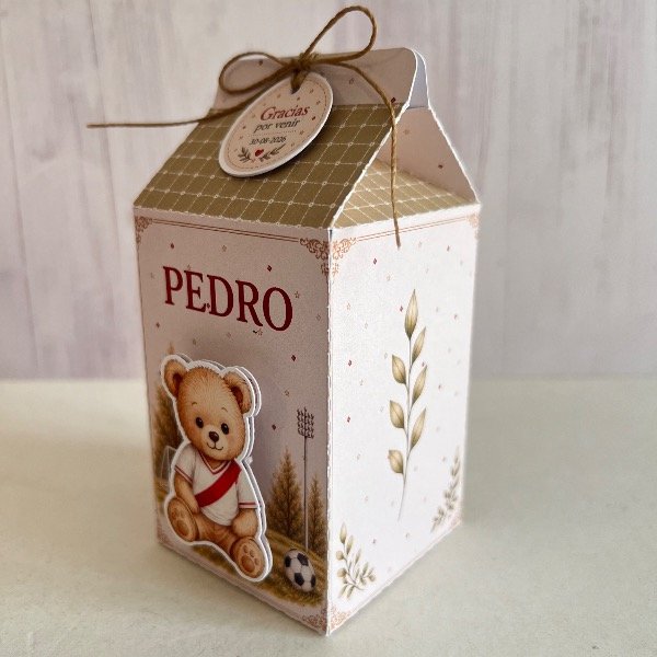 Producto - 5 Cajas Milk box 3D Osito futbol - 2