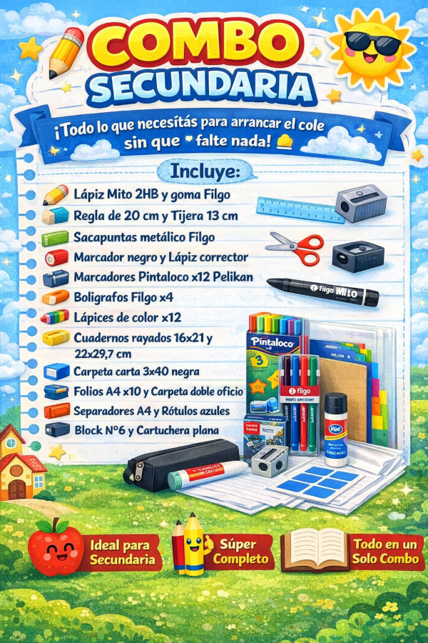 Producto - Combo secundaria artículos escolares